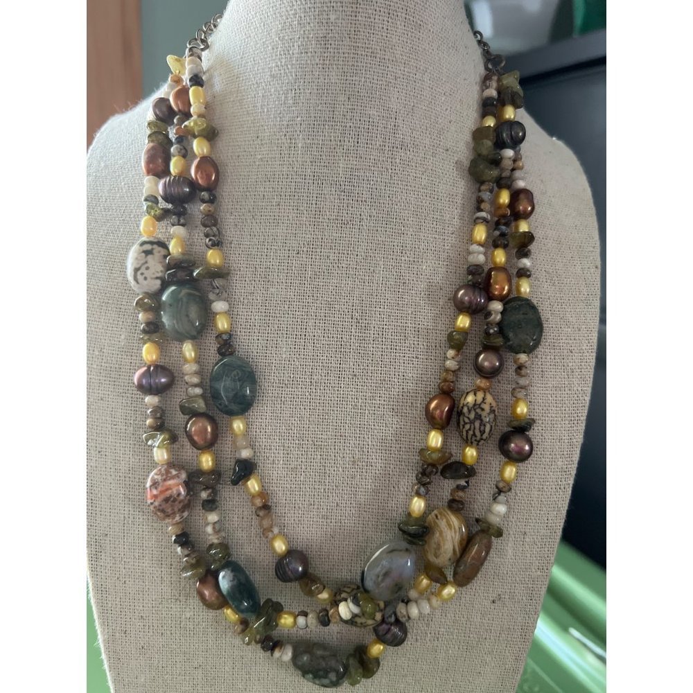 Artisan Jasper Multi-strand Necklace -- 18"